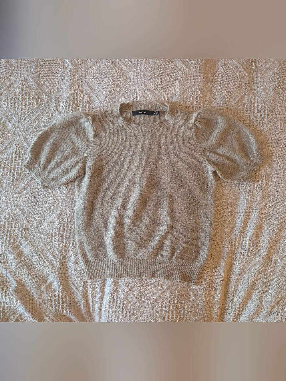 Vero Moda Cream Puff-Sleeve Knit Sweater
